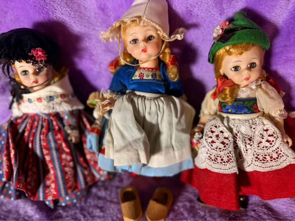 Vintage Madame Alexander International Dolls 3 Swiss Dutch German Folk Costume